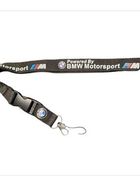 BMW Motorsport Neck Lanyard Keychain Black Logo Detachable 20" Badge Car Clip